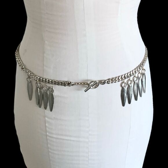 YSL silver chain link belt leaf design - Picture 2 of 14